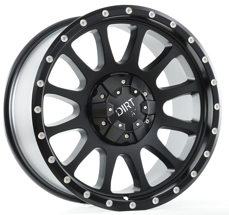 Dirt-AT D95 milled rivets 18 inch Flatblack 9J ET20 5x120