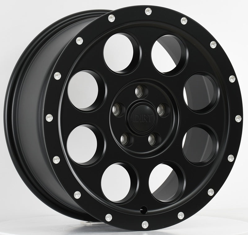 Dirt-AT D214 milled rivets 18 inch Flatblack 8J ET45 6x120