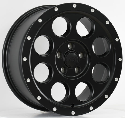 Dirt-AT D214 milled rivets 18 inch Flatblack 8J ET45 6x120