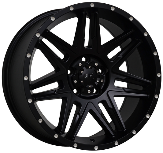 Dirt-AT D62 gefreesde klinknagels 18 inch Matzwart 9J ET25 6x114.3