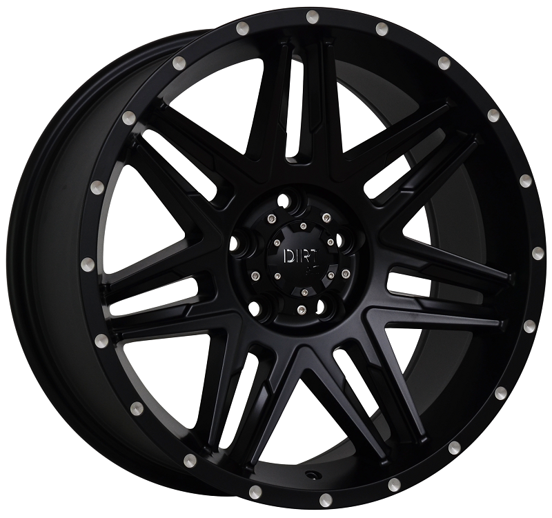 Dirt-AT D62 milled rivets 18 inch Flatblack 9J ET25 5x120