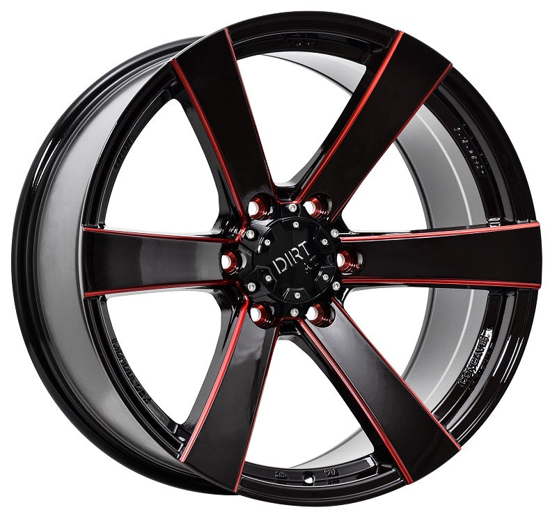 Dirt-AT D91 Red stripe 20 inch Glossblack 9.5J ET18 6x114.3