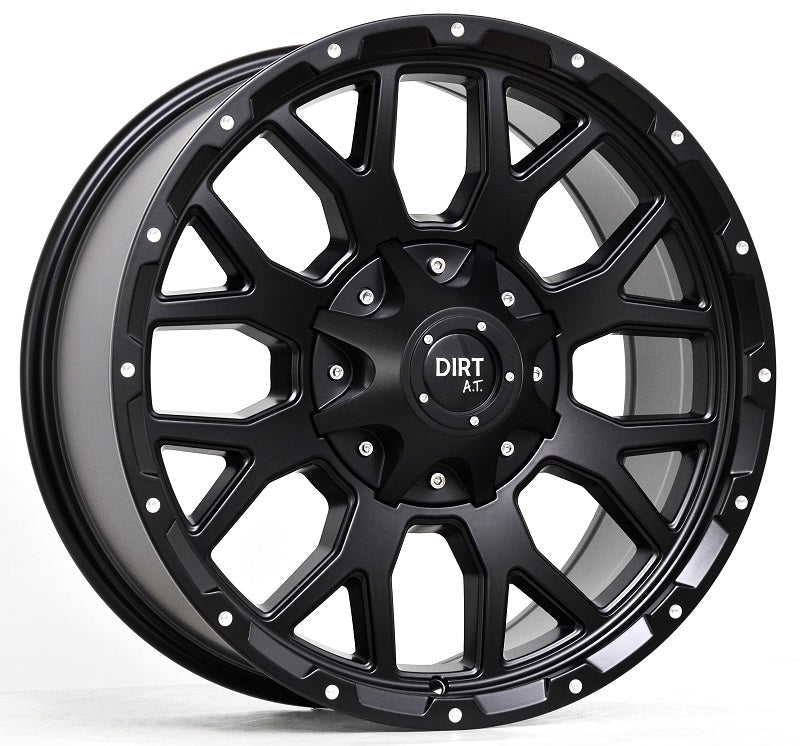Dirt-AT D357 milled rivets 17 inch Flatblack 8.5J ET10 8x180