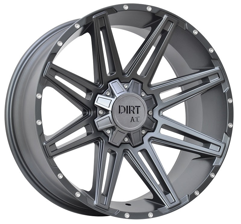 Dirt-AT D88 Flatgrey milled rivets 18 inch Grey / Silver 9J ET25 5x120