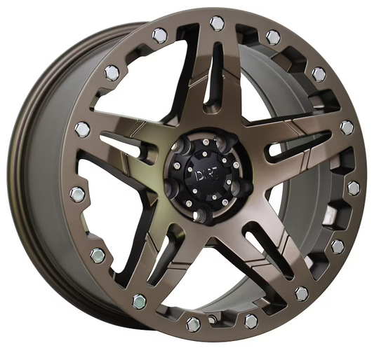Dirt-AT D66 18 inch Satin Bronze Chrome Rivets 6x139.7 — wheel for bestelwagens en campers | Loodys