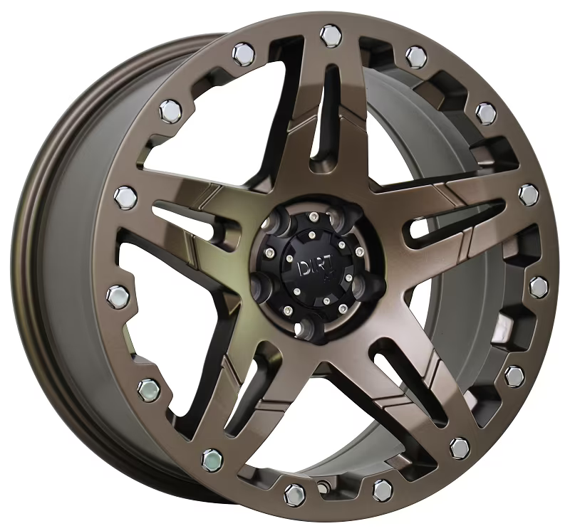 Dirt-AT D66 18 inch Satin Bronze Chrome Rivets 5x120 — wheel for Volkswagen T5, T6, T7, Crafter II (2017 - present) and MAN TGE | Loodys