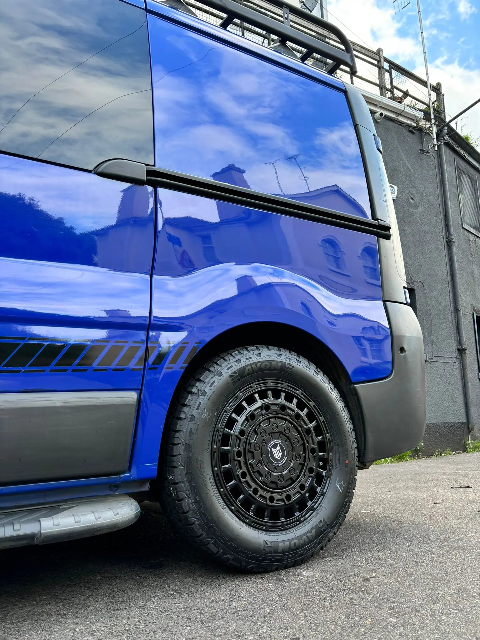 Complete Wheel Set — Fox ADV 16 inch Satin Black 5x130 (Ducato Maxi / Boxer / Jumper Maxi)
