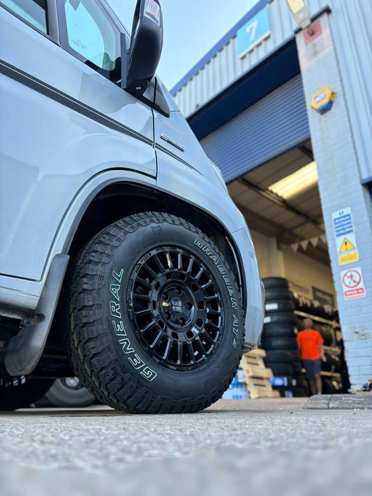 Complete Wheel Set — Rogue LCX 16 inch Gloss Black 5x130 (Ducato Maxi / Boxer / Jumper Maxi)