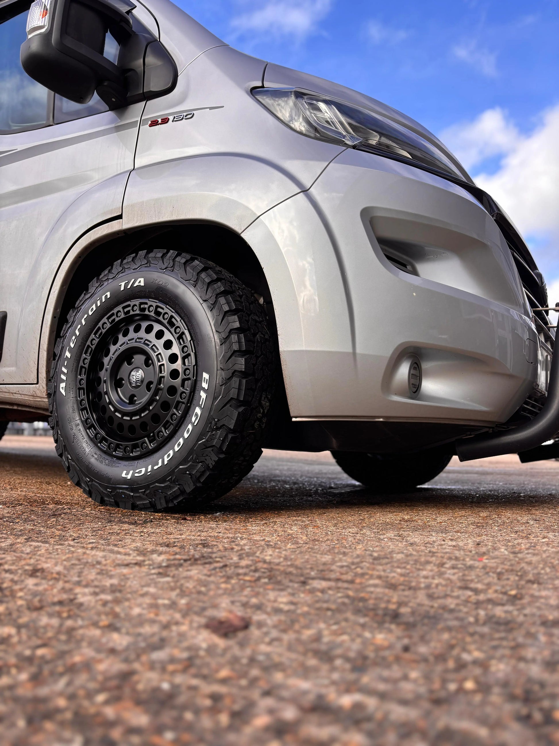 Complete Wheel Set — Rogue Rocky 16 inch Satin Black 5x130 (Ducato Maxi / Boxer / Jumper Maxi)