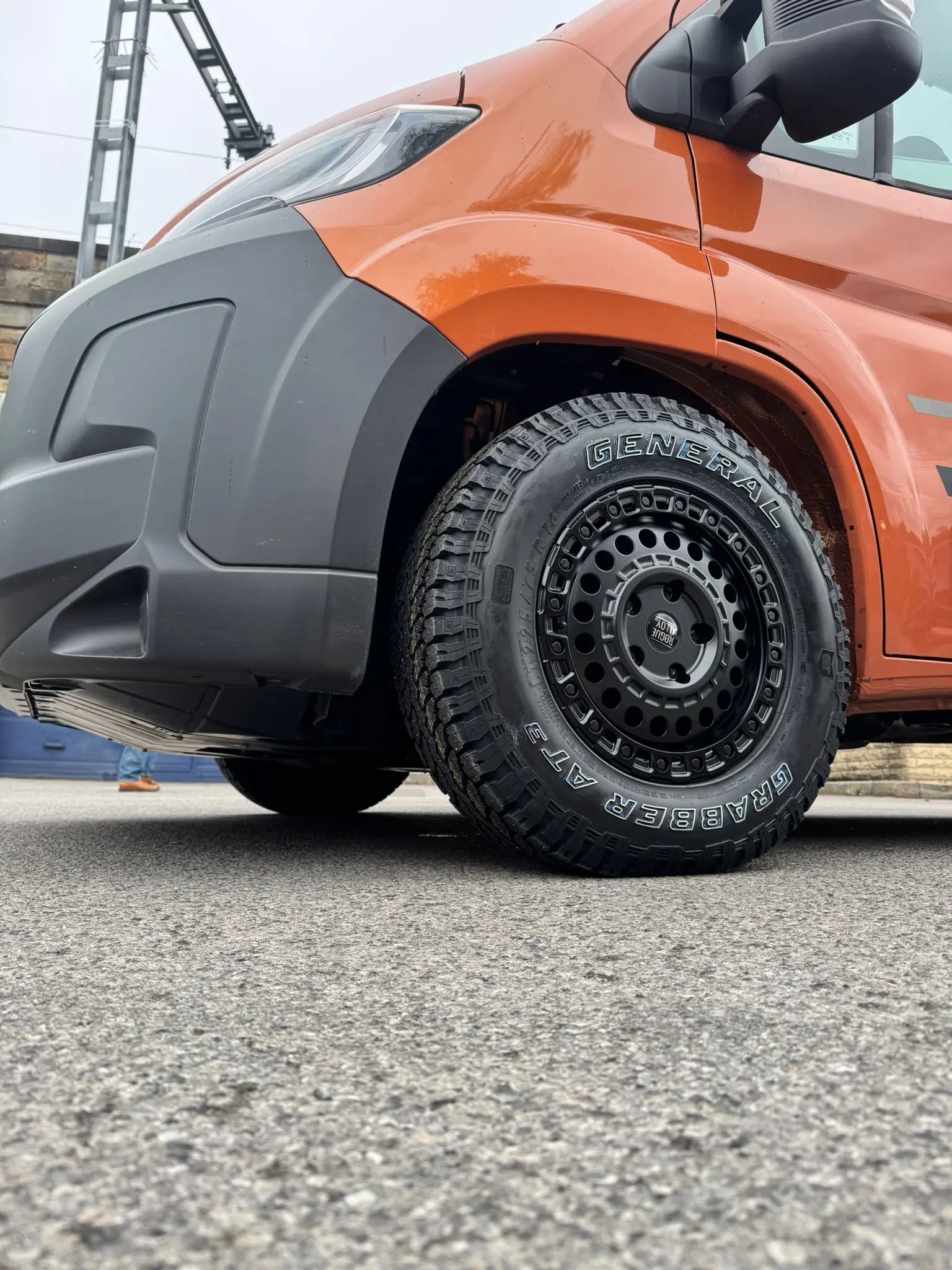Complete Wheel Set — Rogue Rocky 16 inch Satin Black 5x130 (Ducato Maxi / Boxer / Jumper Maxi)